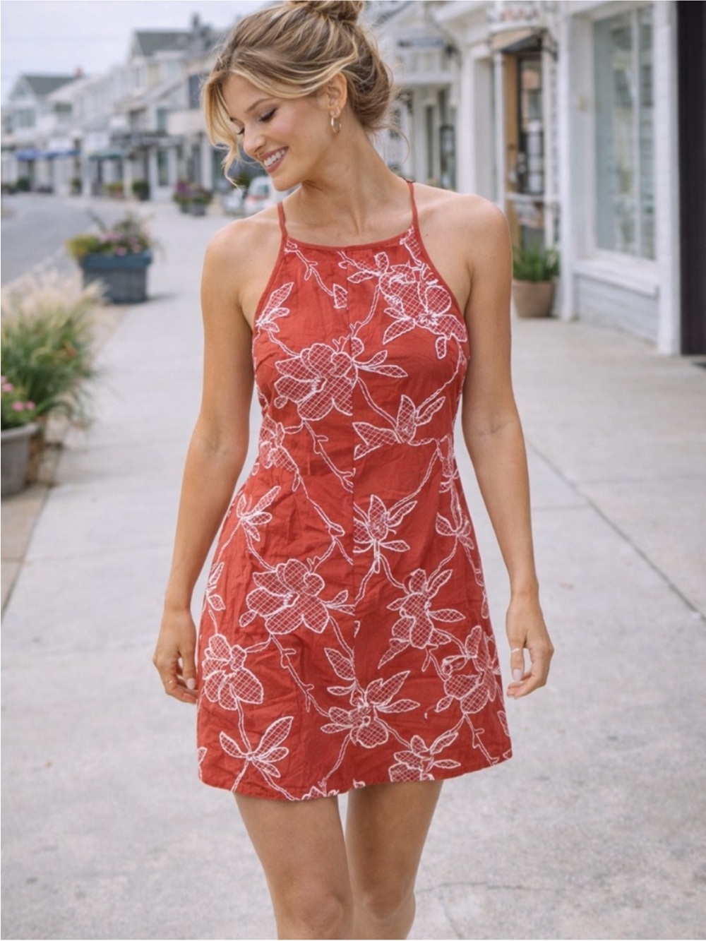 Loft Outlet Women's orange Floral Halter Dress